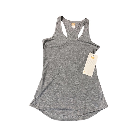 Lucy Tech Sporty Racerback Tank Top Womens XS Gray Workout Athletic Gym Summer - Picture 1 of 9